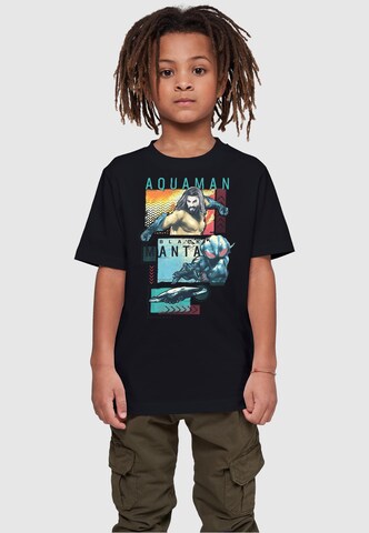 ABSOLUTE CULT T-Shirt 'Aquaman - Character Tiles' in Schwarz: predná strana