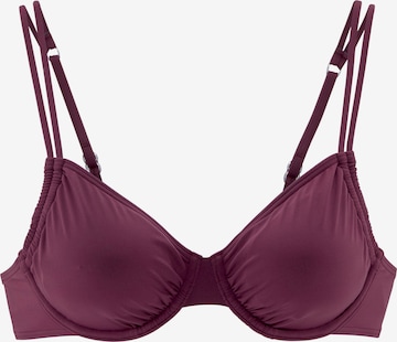 LASCANA T-shirt Bikini Top in Purple: front