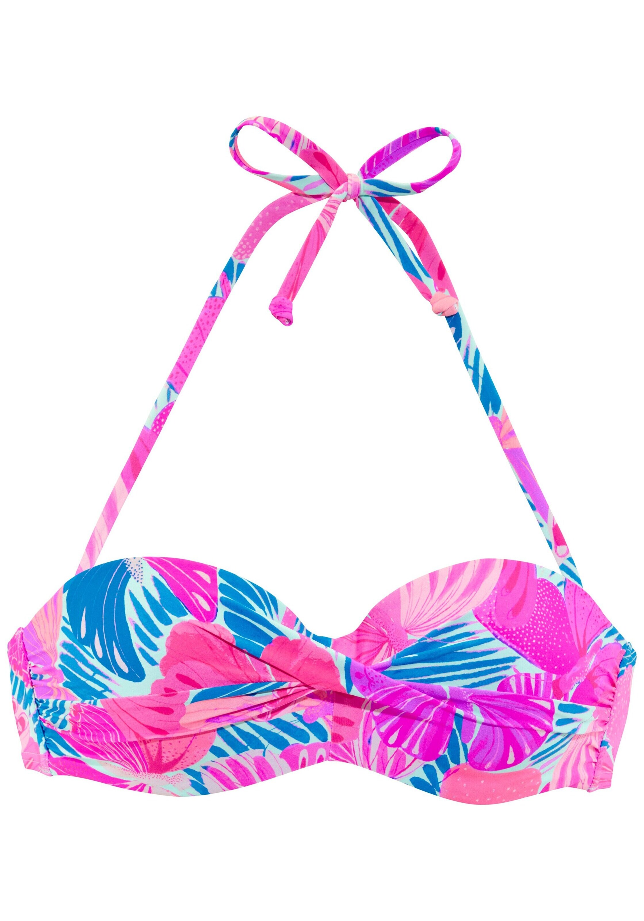 SUNSEEKER Bandeau Bikini Top in Pink: front
