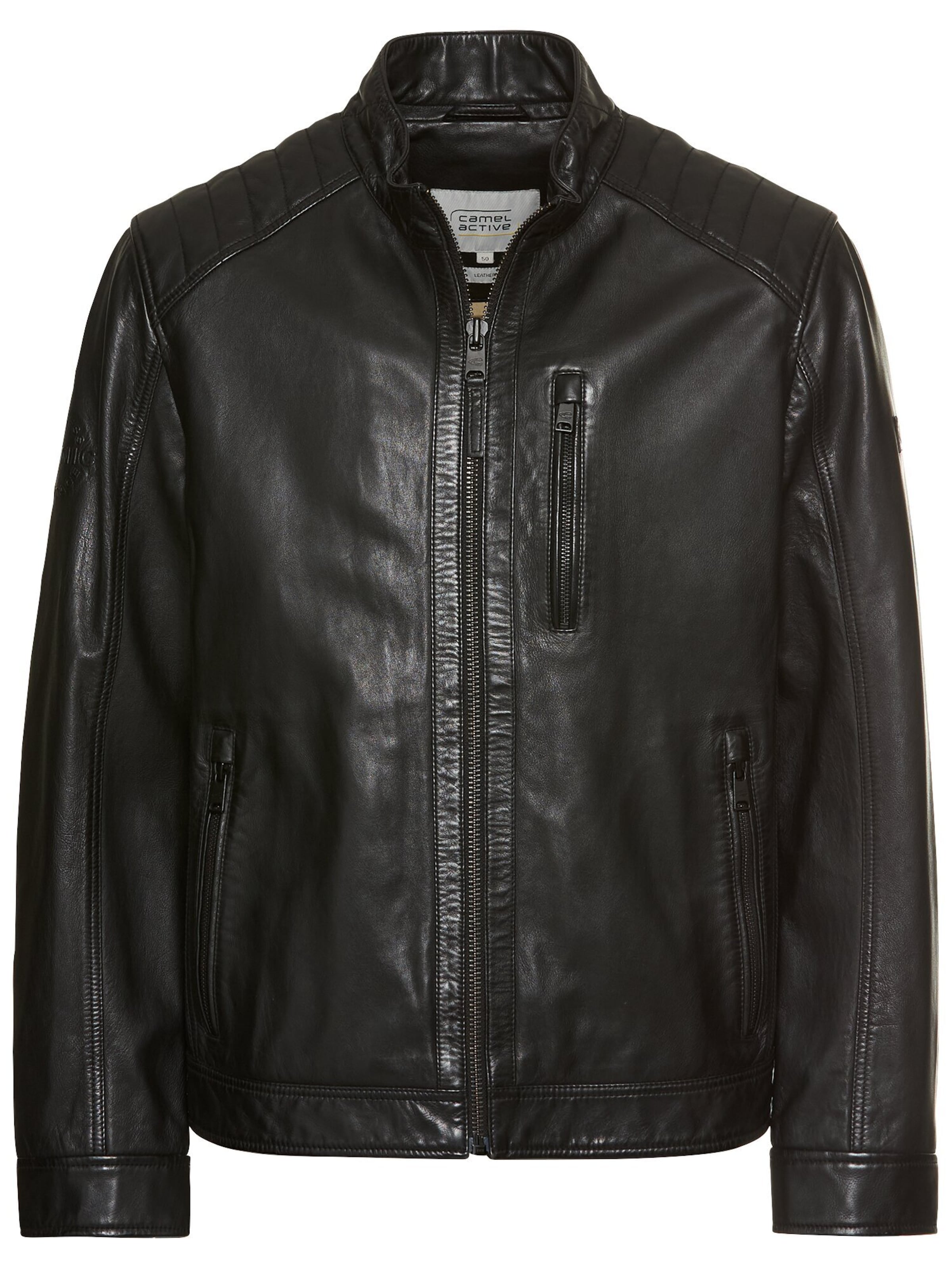 CAMEL ACTIVE Lederjacke in Schwarz: Vorderseite