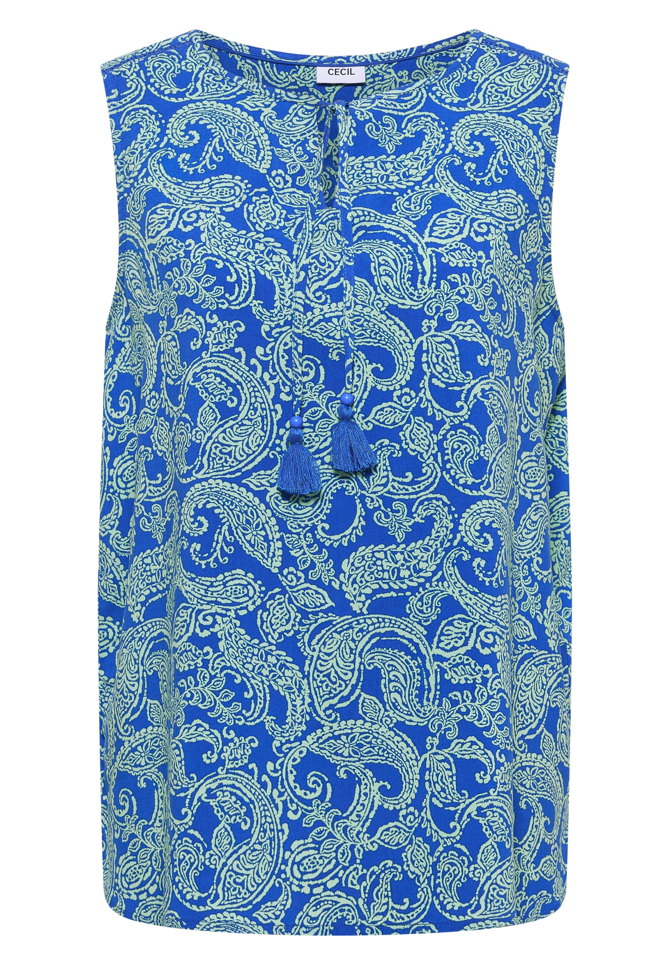 CECIL Blusentop mit Split Neck und Print in Blau: Vorderseite