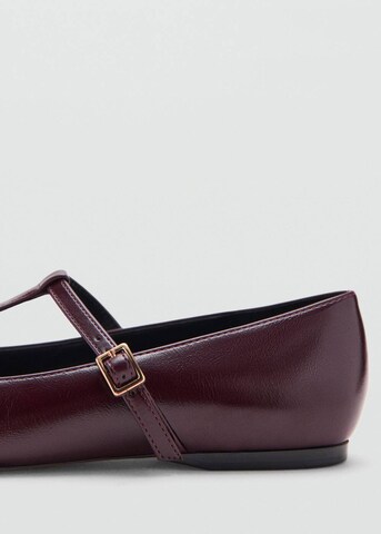 MANGO Ballet Flats with Strap in Red