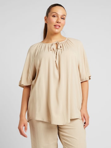 Camicia da donna 'ERINNA' di ONLY Carmakoma in beige: frontale