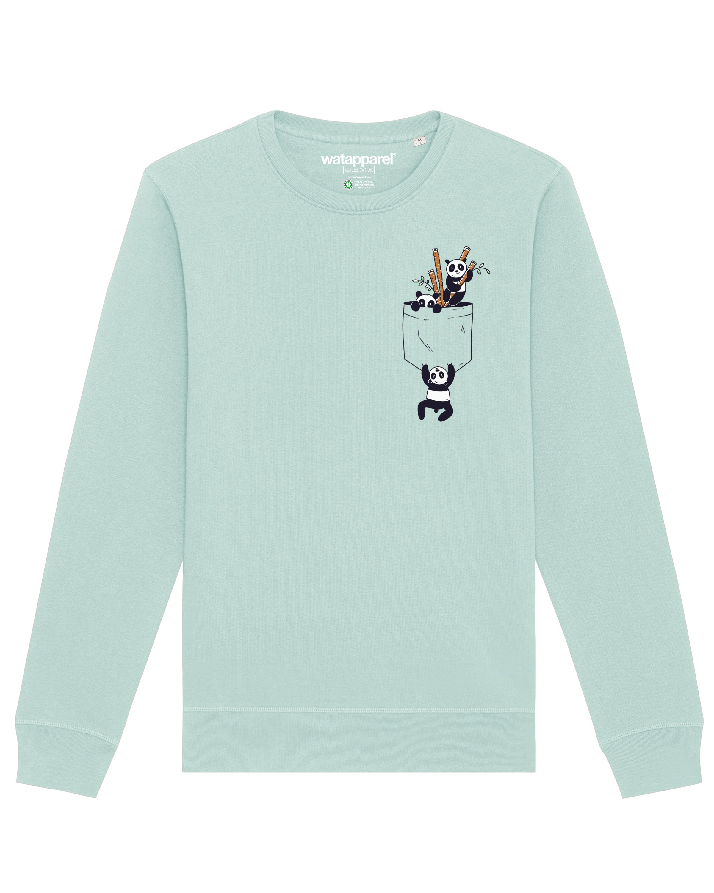 Watapparel Sweatshirt 'Pocket Pandas' in Blau: Vorderseite
