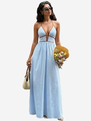 Magicshe Summer Dress 'V-Ausschnitt Lang Neckholder Sommerkleid' in Blue: front