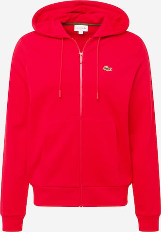 LACOSTE Zip-Up Hoodie in Red: front