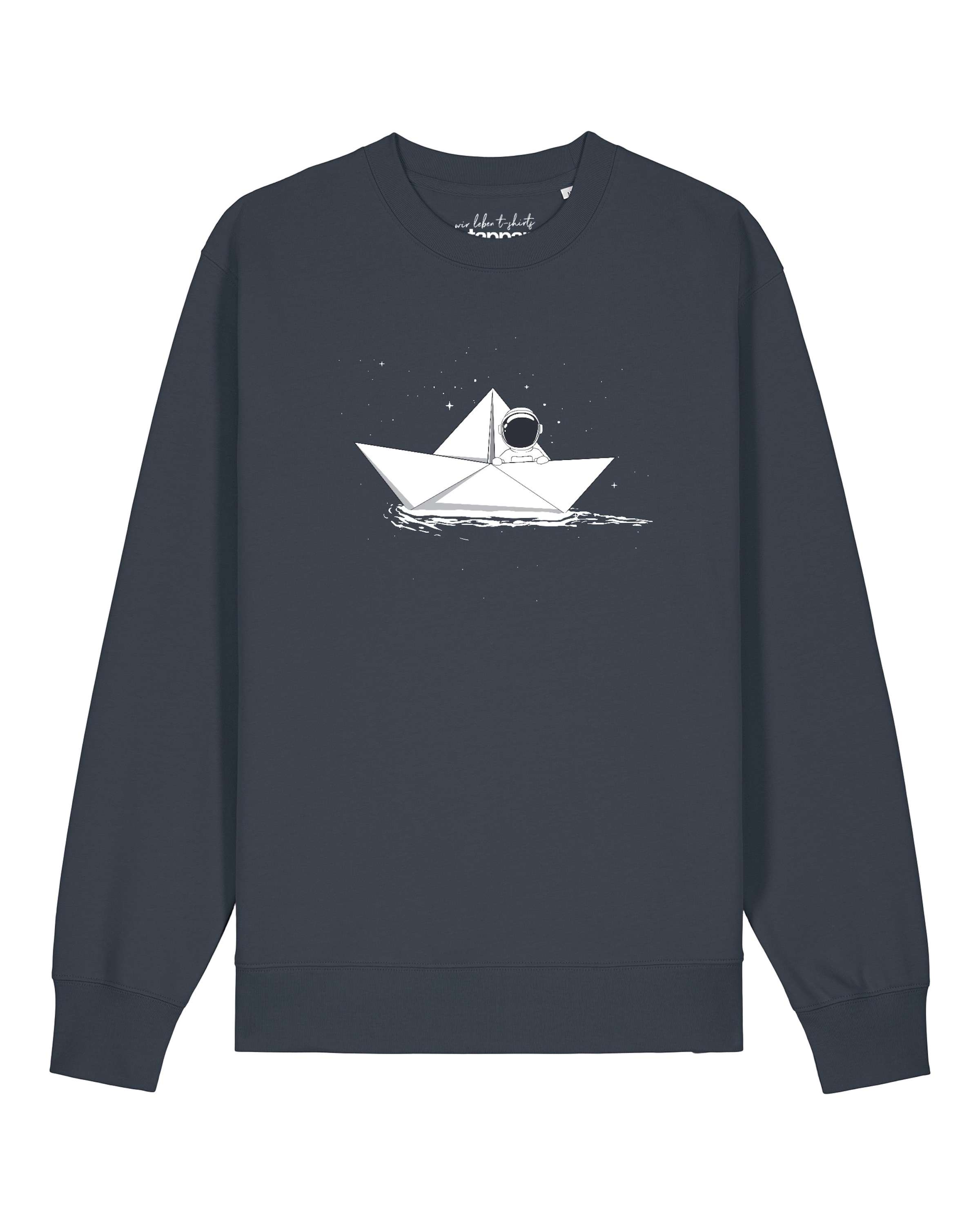 Watapparel Sweatshirt 'Astronaut In Paper Boat' in Grijs: voorkant