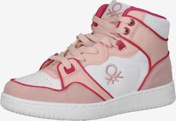 Benetton Footwear High-Top Sneakers in Pink: front