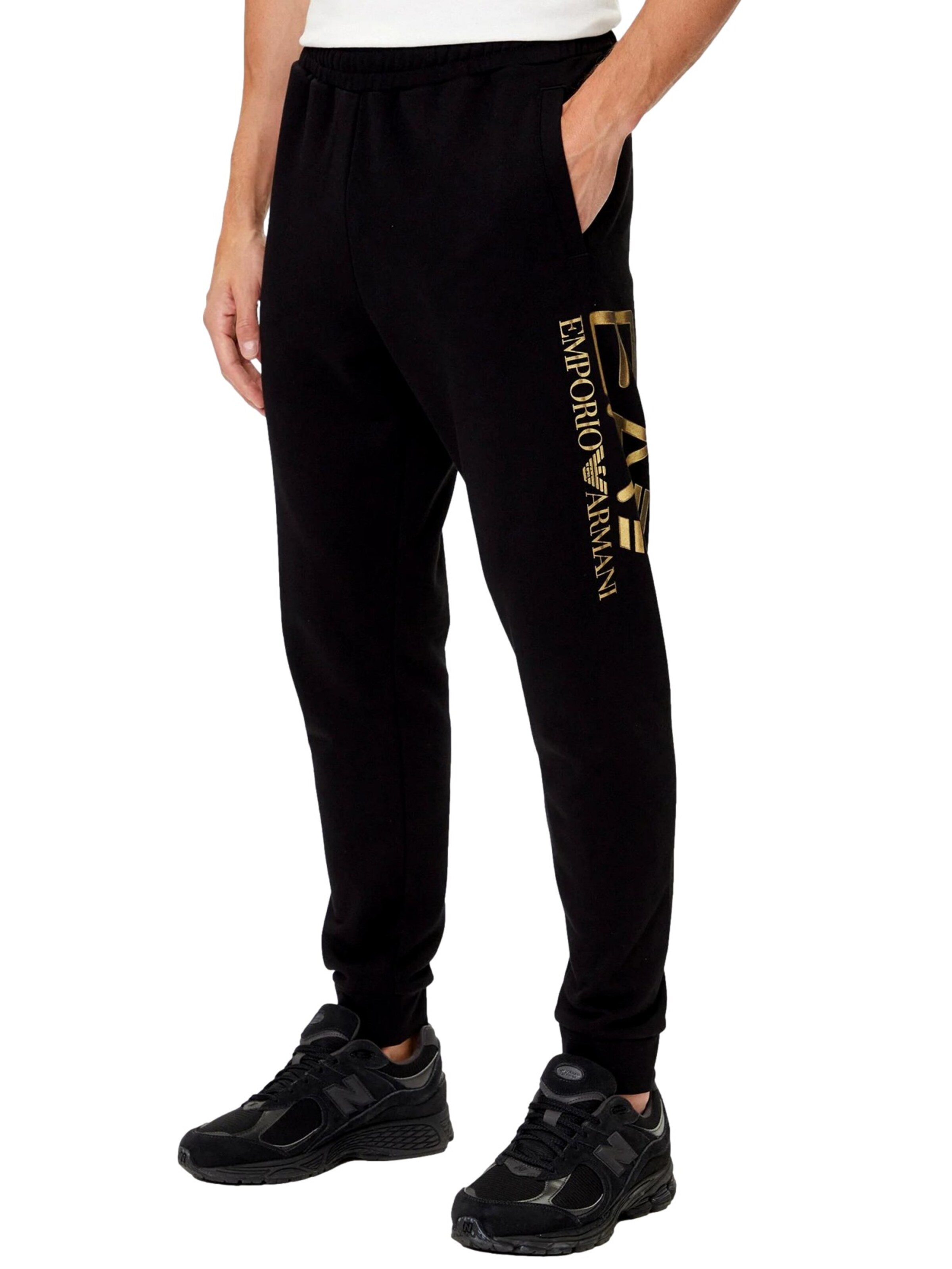 EA7 Emporio Armani Regular Trousers in Black: front