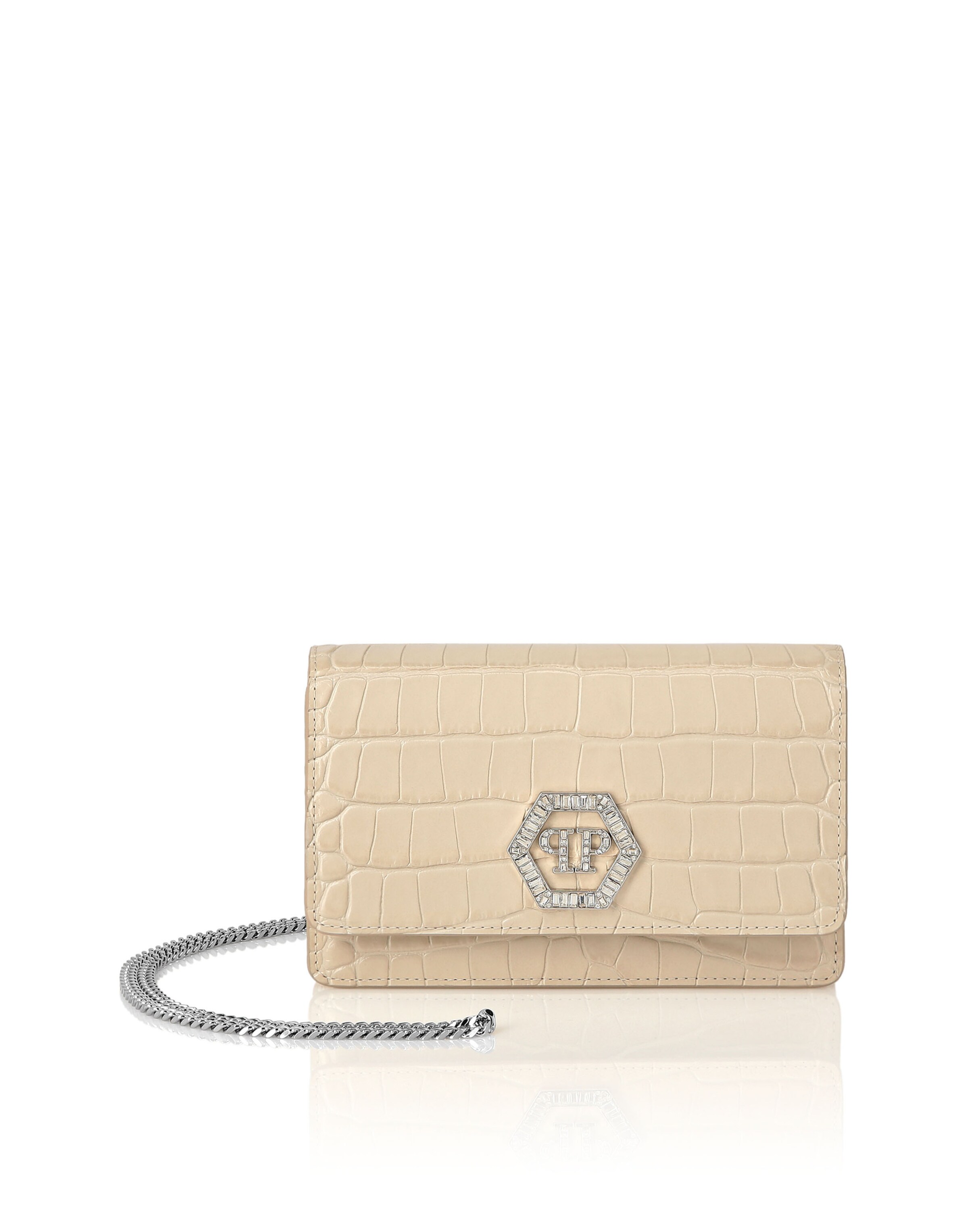 Philipp Plein - Bolso de noche en beige: frente