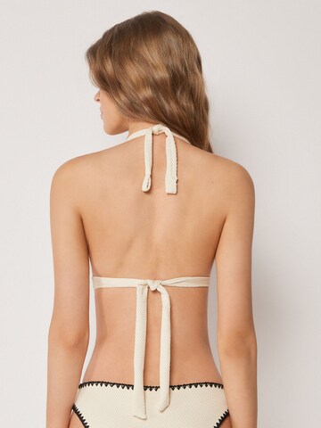 CALZEDONIA Triangel Bikinitop 'Bicolor Embroidery' in Beige