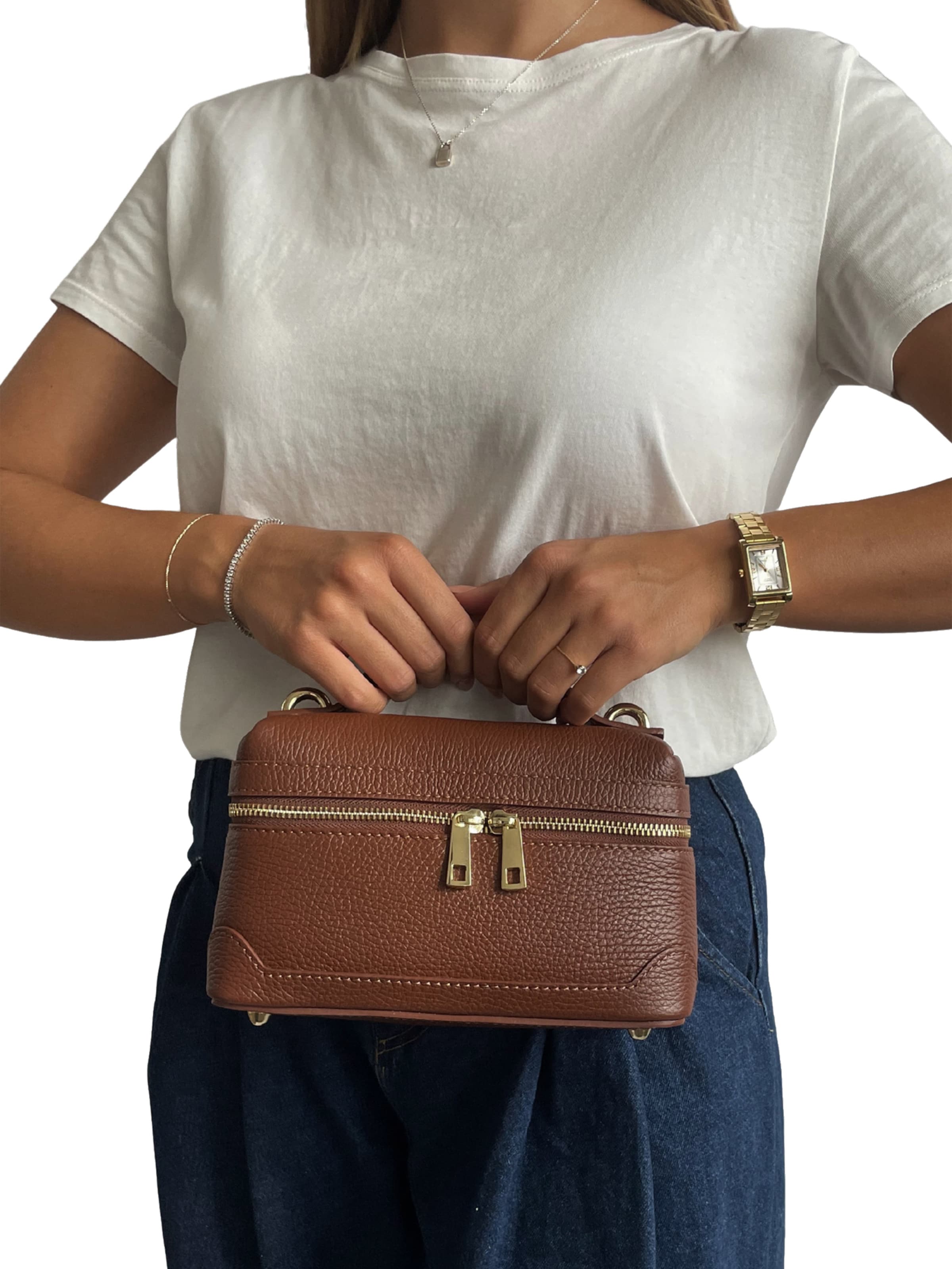 CHICCA BORSE Handtas in Bruin: voorkant