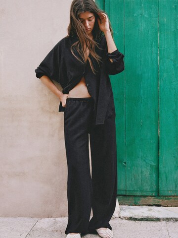 Pull&Bear Wide Leg Bukser i sort
