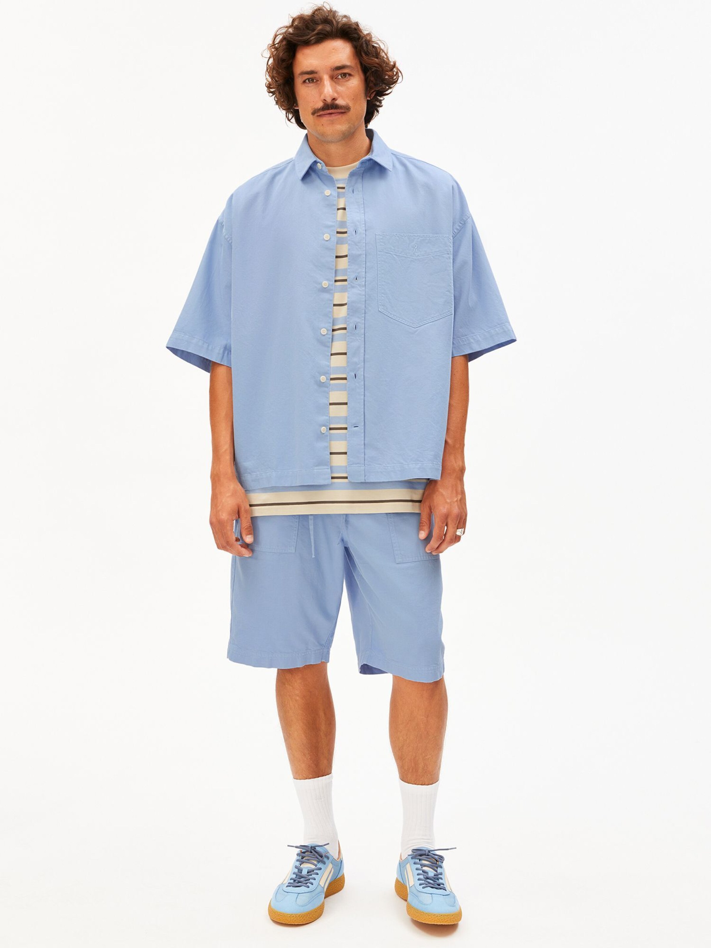 ARMEDANGELS Comfort fit Button Up Shirt in Blue
