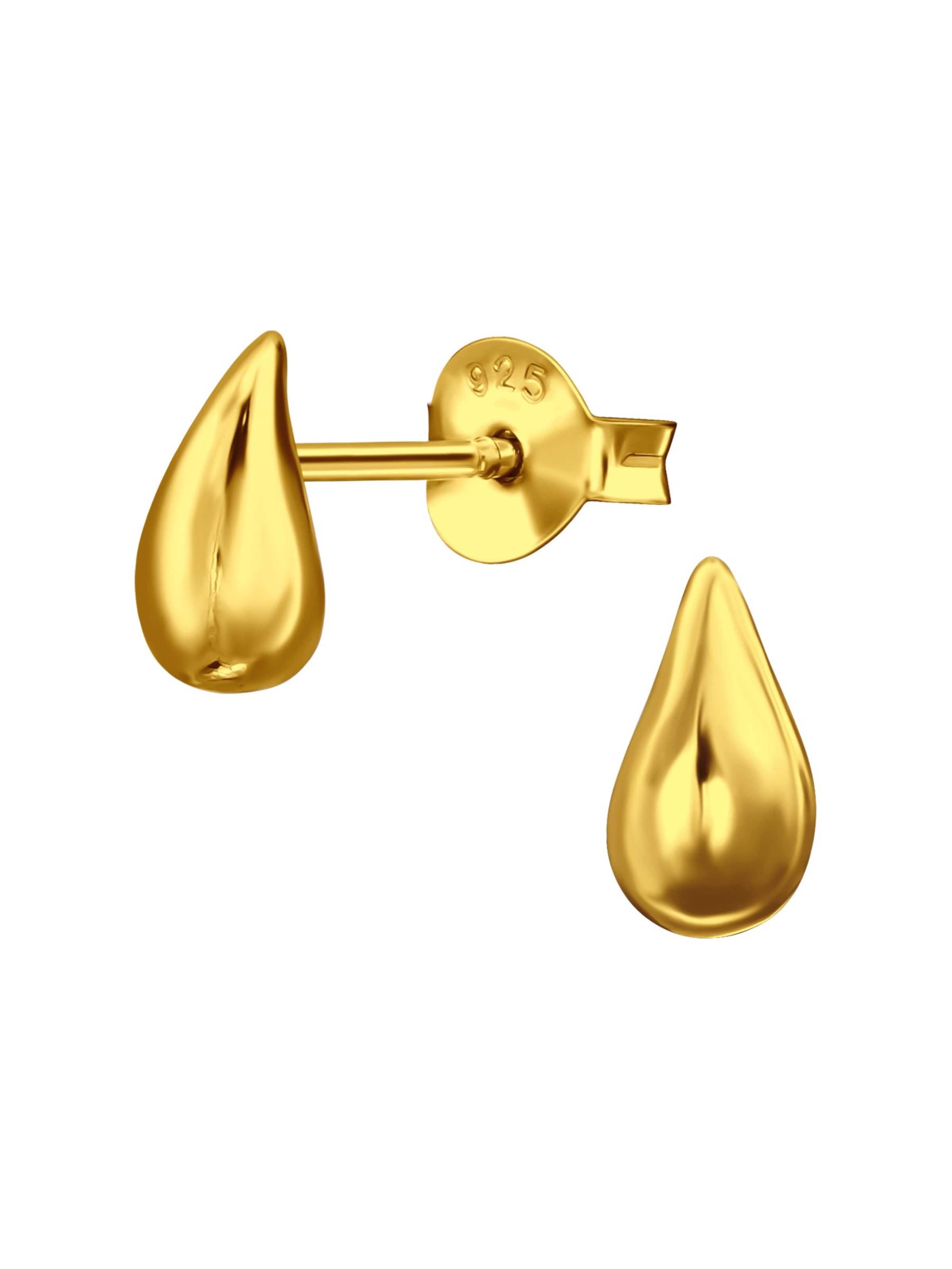 Maxte Ohrringe 'Vergoldete Ohrstecker Tropfenform aus Sterling Silber'‌‌‌‌‌ in Gold: Vorderseite