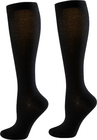 Millo Knee High Socks 'Cottom Comfort' in Black: front