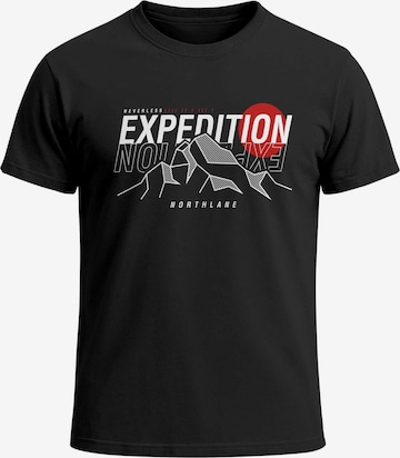Neverless Shirt 'Expedition Northlane' in Schwarz: Vorderseite