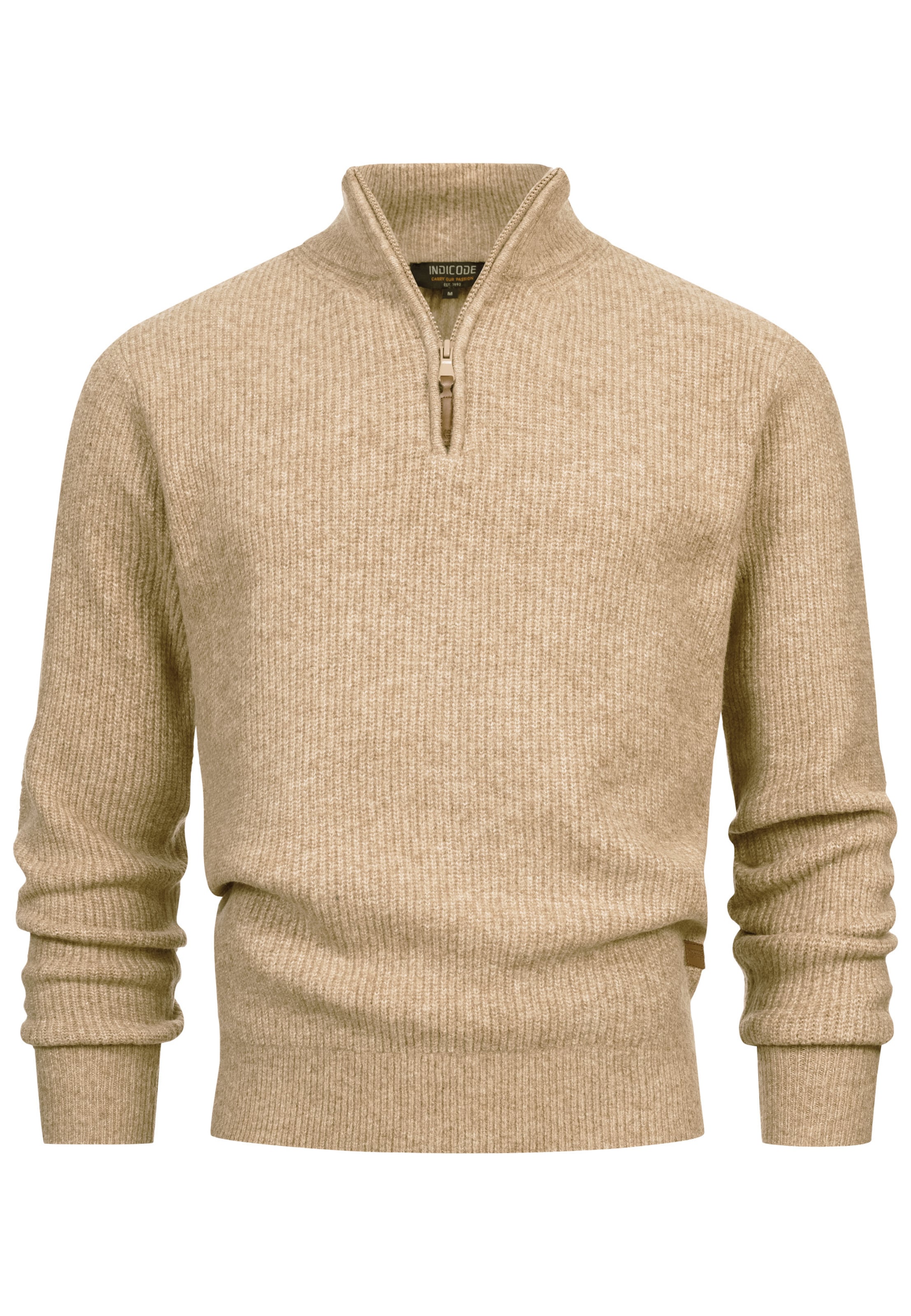 INDICODE JEANS Sweater 'INPeace' in Beige: front