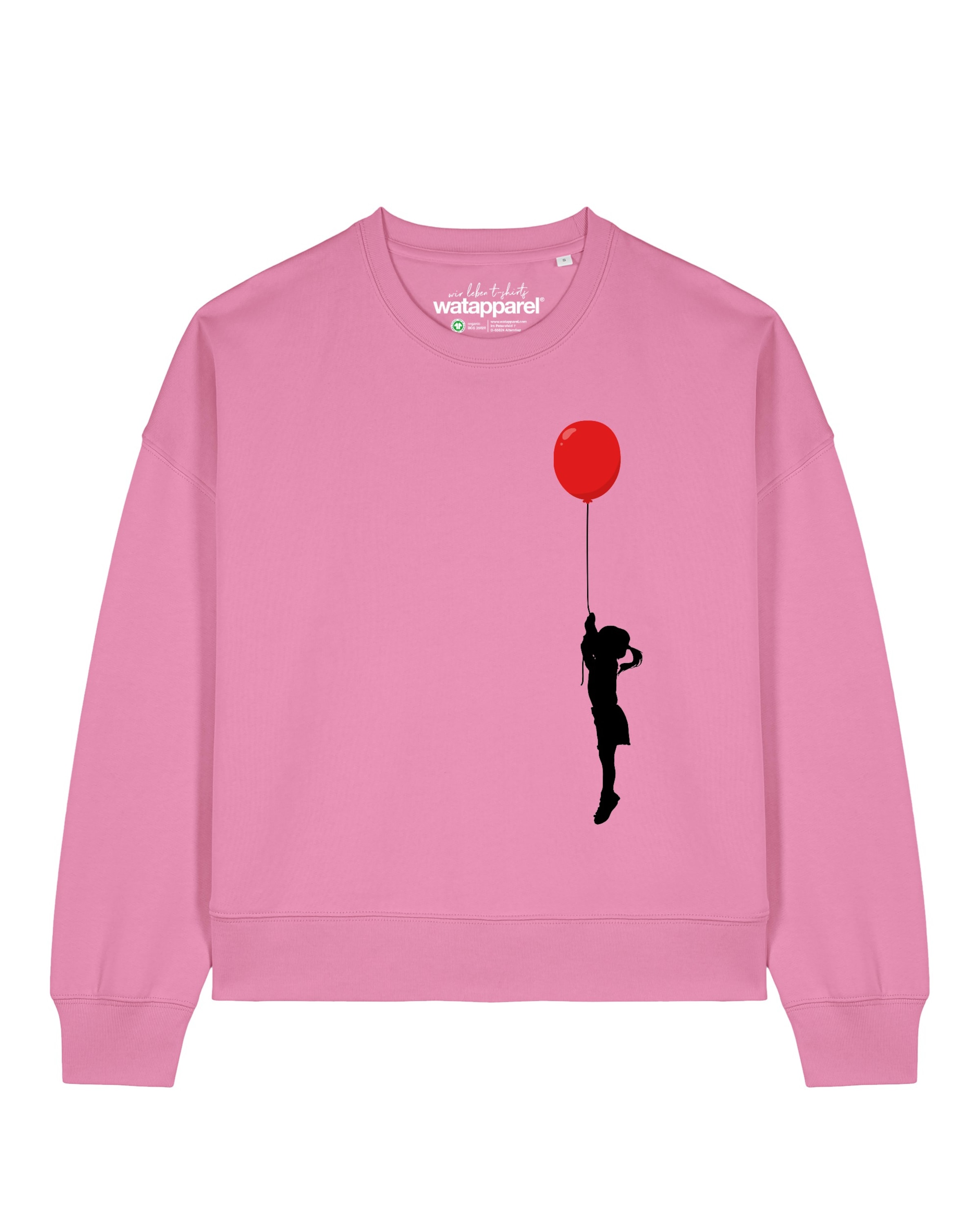 Watapparel Sweatshirt 'Mädchen mit Luftballon' in Pink: front