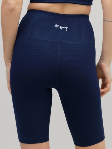 Hey Honey Skinny Leggings 'Biker Ribbed' in Blue