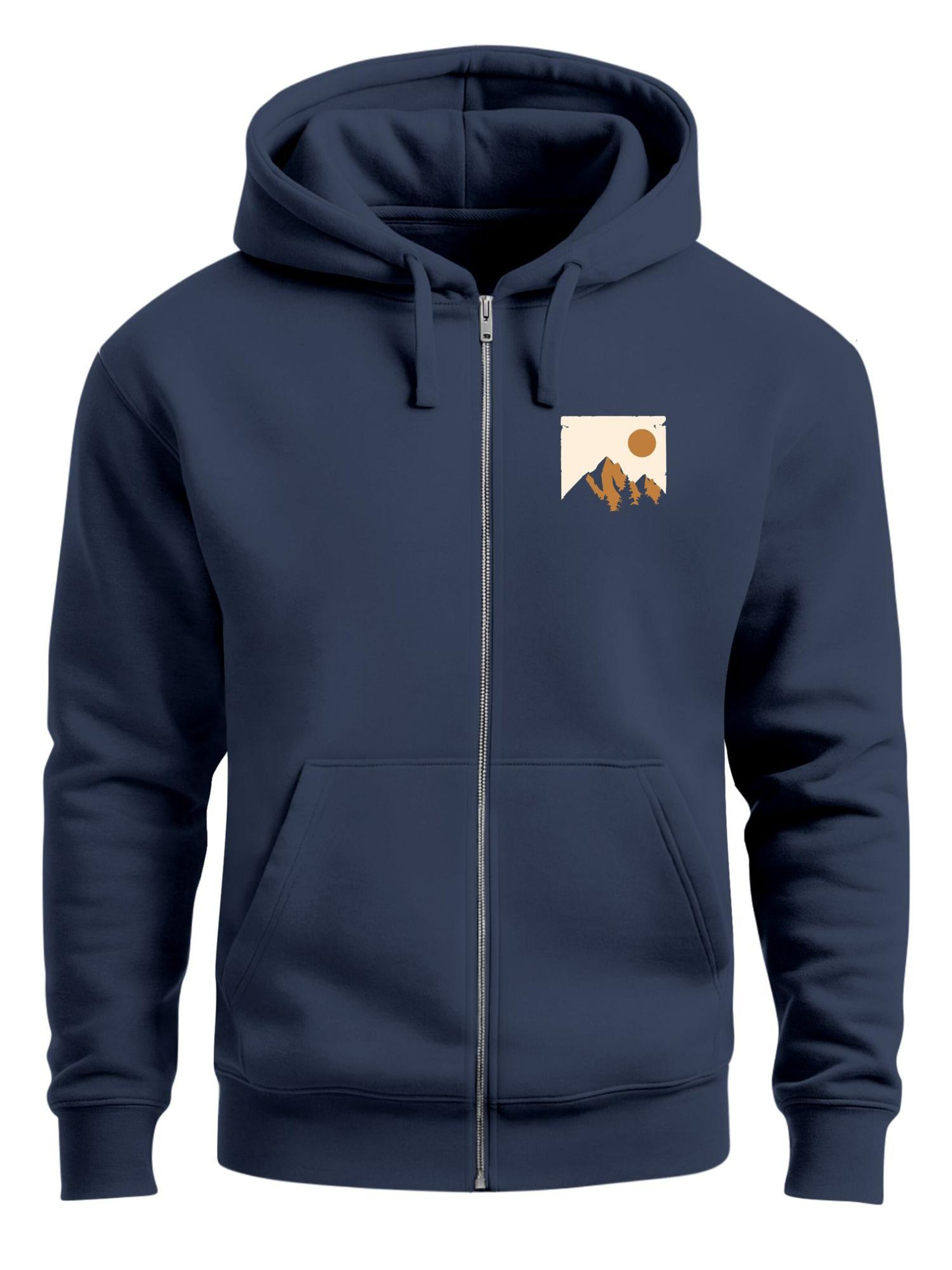 Neverless Sweatjacke 'Mointain Badge'‌‌‌‌‌ in Blau: Vorderseite
