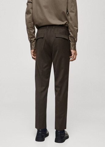 MANGO MAN Regular Pleated Pants 'Olimpia' in Brown