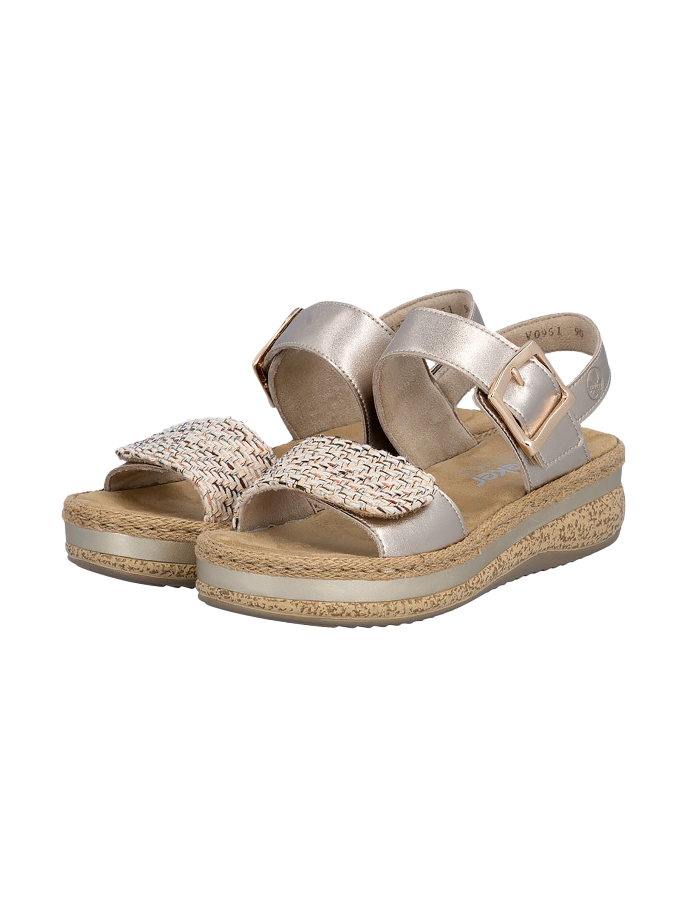 Sandales 'Rimo-Sandalen aus Leder mit Keilabsatz' Rieker en gris