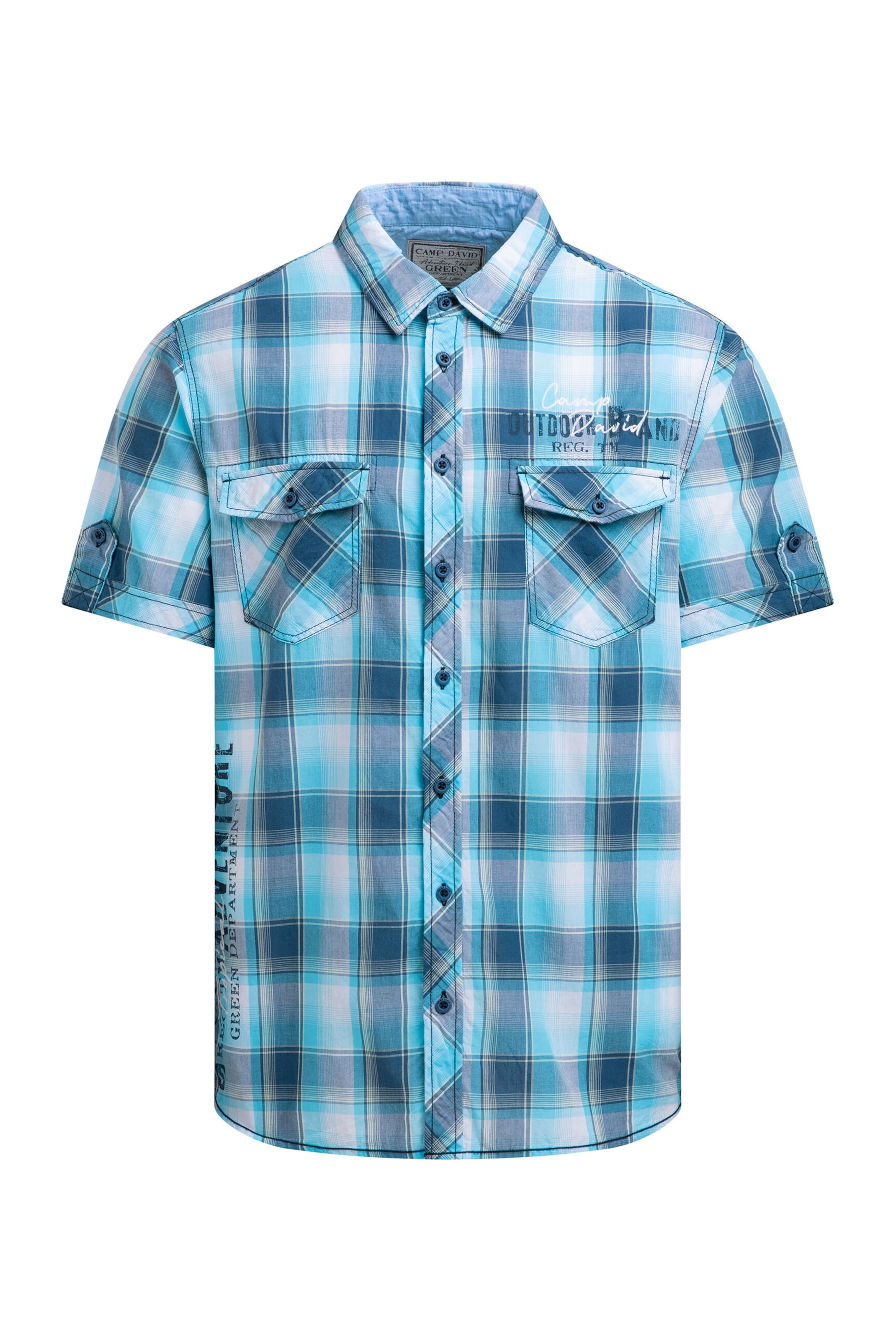 CAMP DAVID Regular fit Button Up Shirt in Blue: front