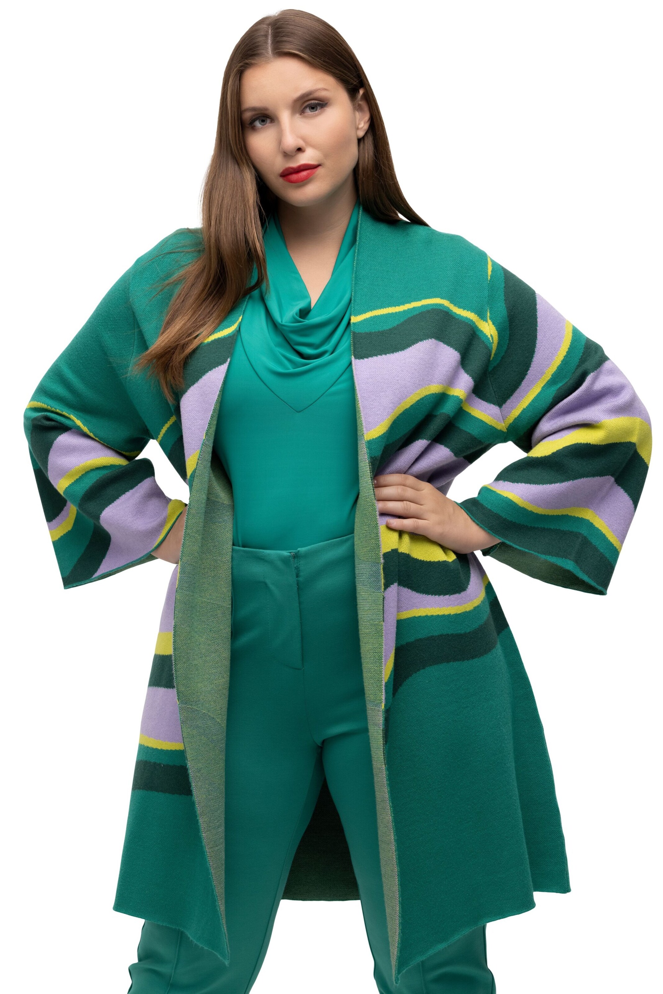 Ulla Popken Knit cardigan in Green: front