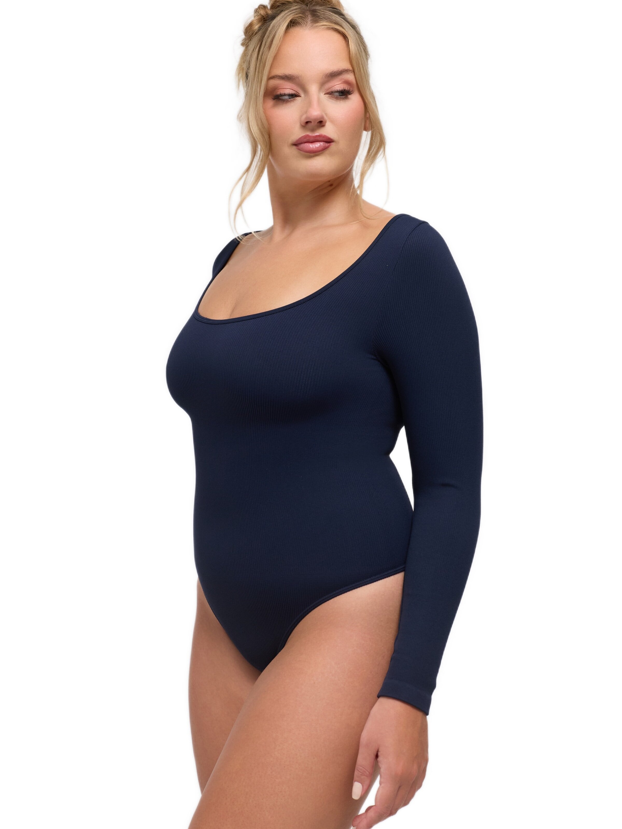 cfab Body 'Ribbed Longsleeve Sculpting Bodysuit with String' - kék