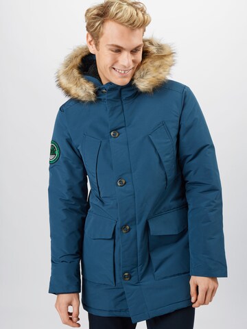 Superdry Regular fit Winterparka 'Everest' in Blauw: voorkant