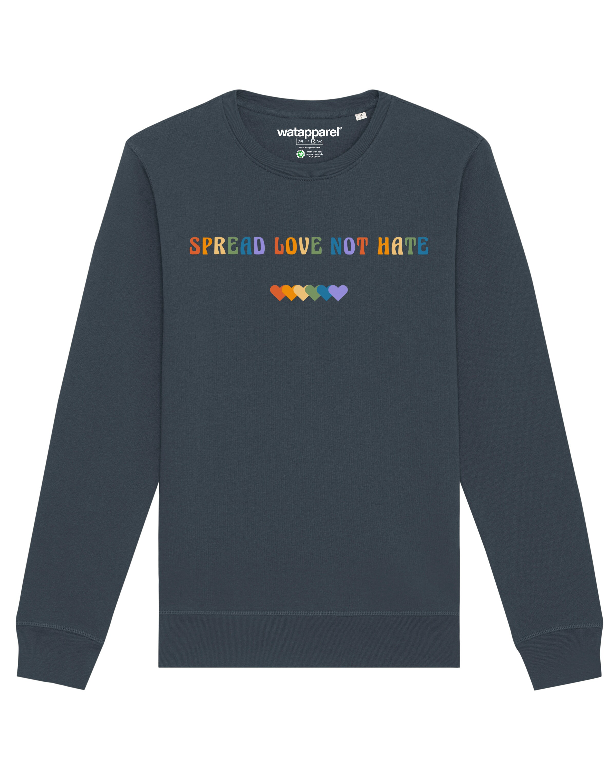 Watapparel Sweatshirt ' Spread Love not Hate ' in Grau: Vorderseite