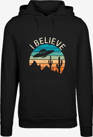 Sweat-shirt 'I Believe UFO Alien Sonnenuntergang' F4NT4STIC en noir : devant