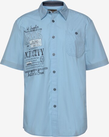 Man's World Button Up Shirt in Blue: front