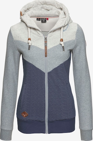 Ragwear Zip-Up Hoodie in Blue: front