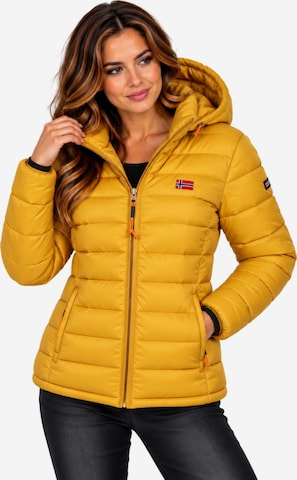 GEOGRAPHICAL NORWAY Winterjacke 'Damen Herbst Winter Jacke Steppjacke Outdoor Übergangs leicht Kapuze' in Gelb: Vorderseite