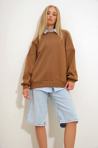 Sweat-shirt Trend Alaçatı Stili en marron : devant