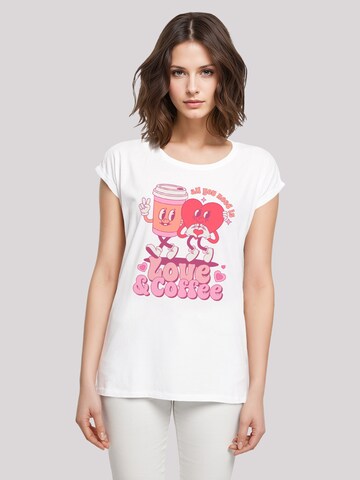 T-shirt 'Love And Coffe Valentinstag' F4NT4STIC en blanc : devant