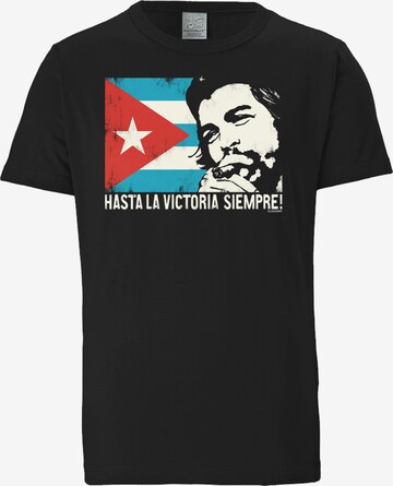 LOGOSHIRT Shirt 'Che Guevara - Cuban Flag' in Zwart: voorkant