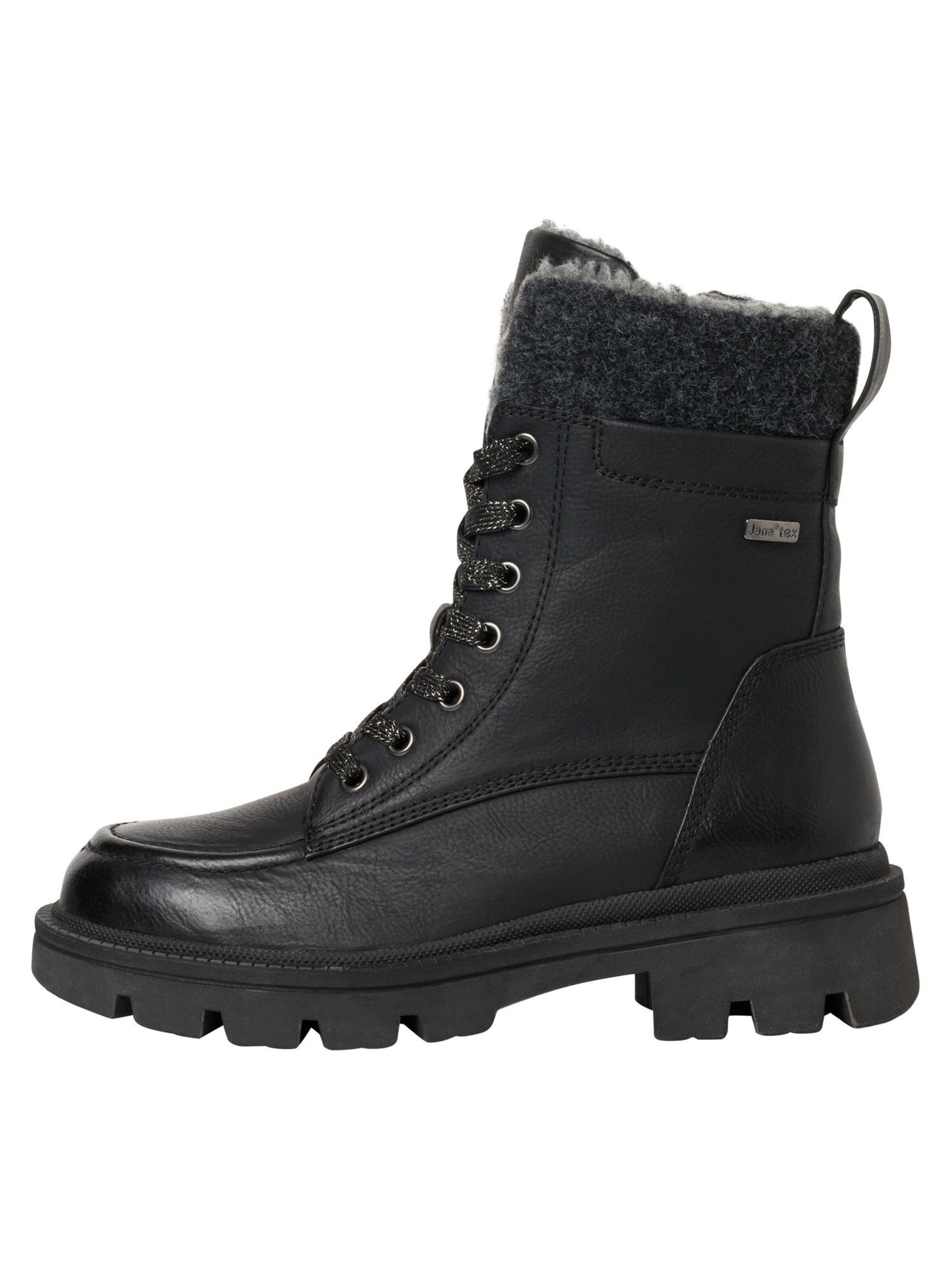 JANA Schnürstiefelette in Schwarz