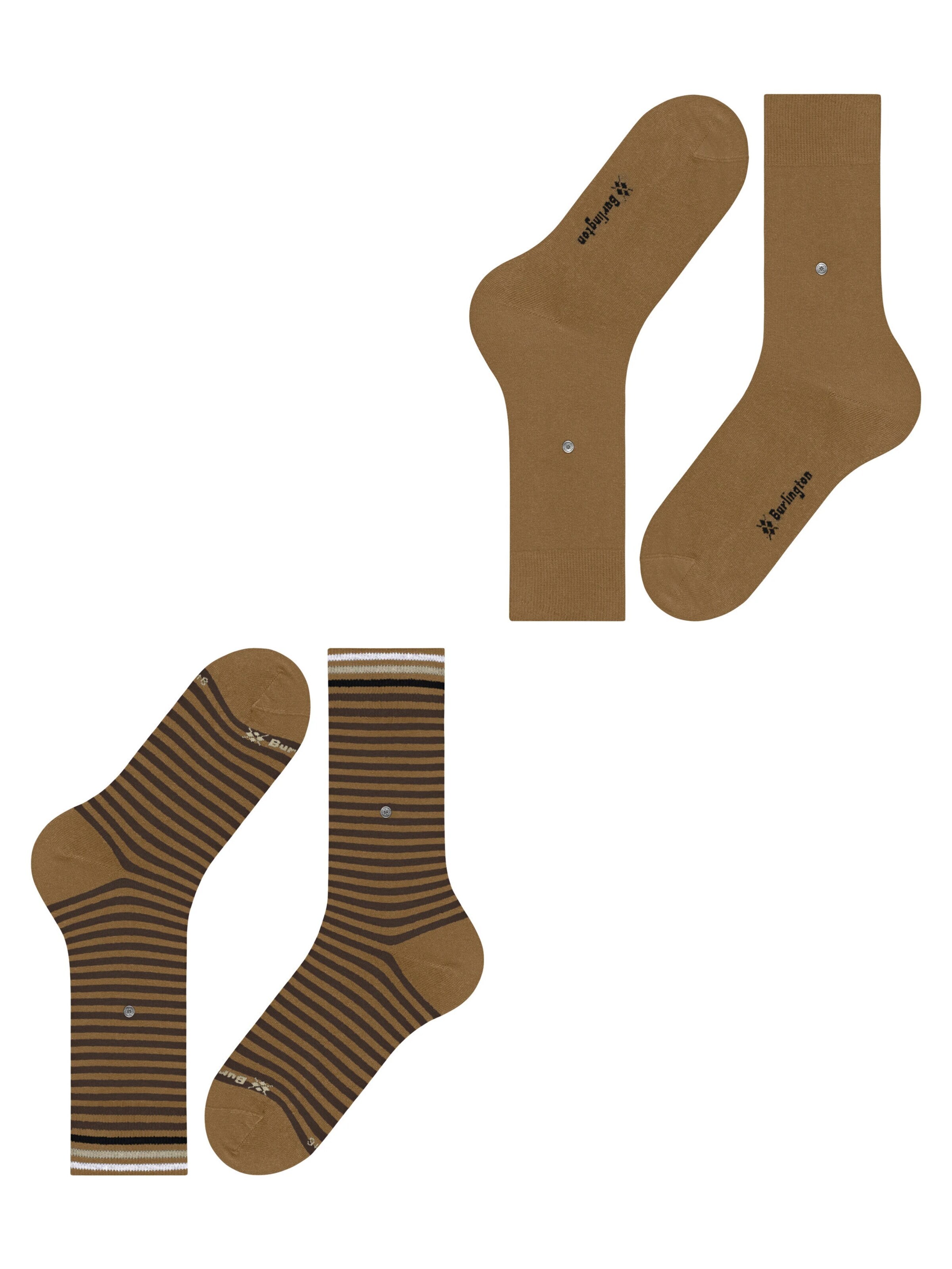 BURLINGTON Socks 'Everyday Stripe 2-Pack' in Brown