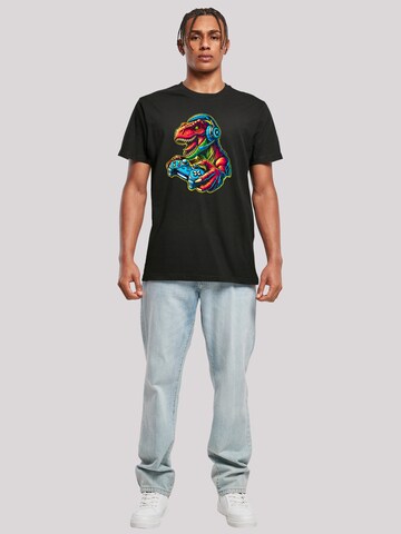 T-Shirt 'Dinosaurier Gamer' F4NT4STIC en noir