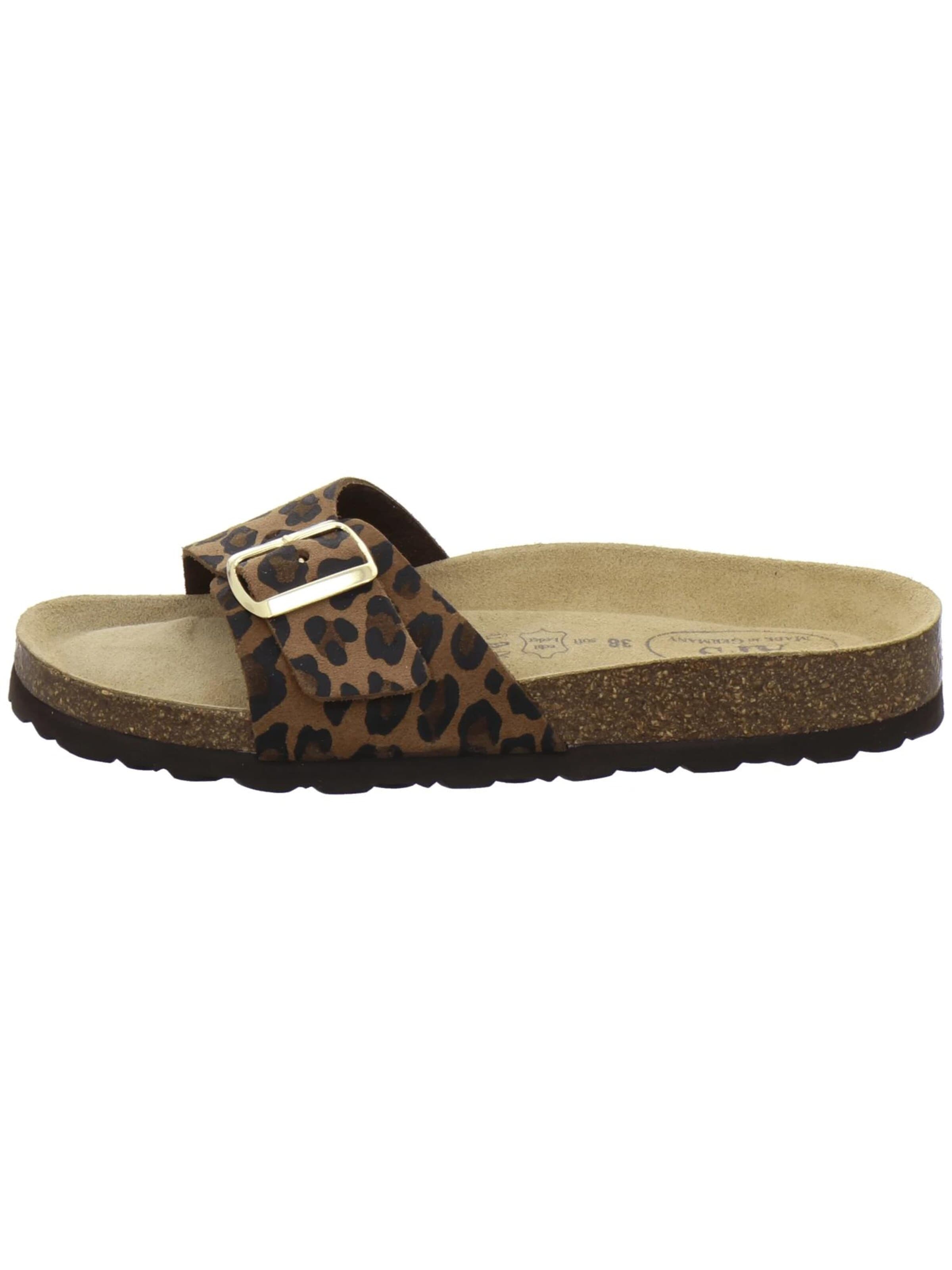 Mule 'Pantoletten Damen Einschnaller leo-braun' AFS-Schuhe en marron