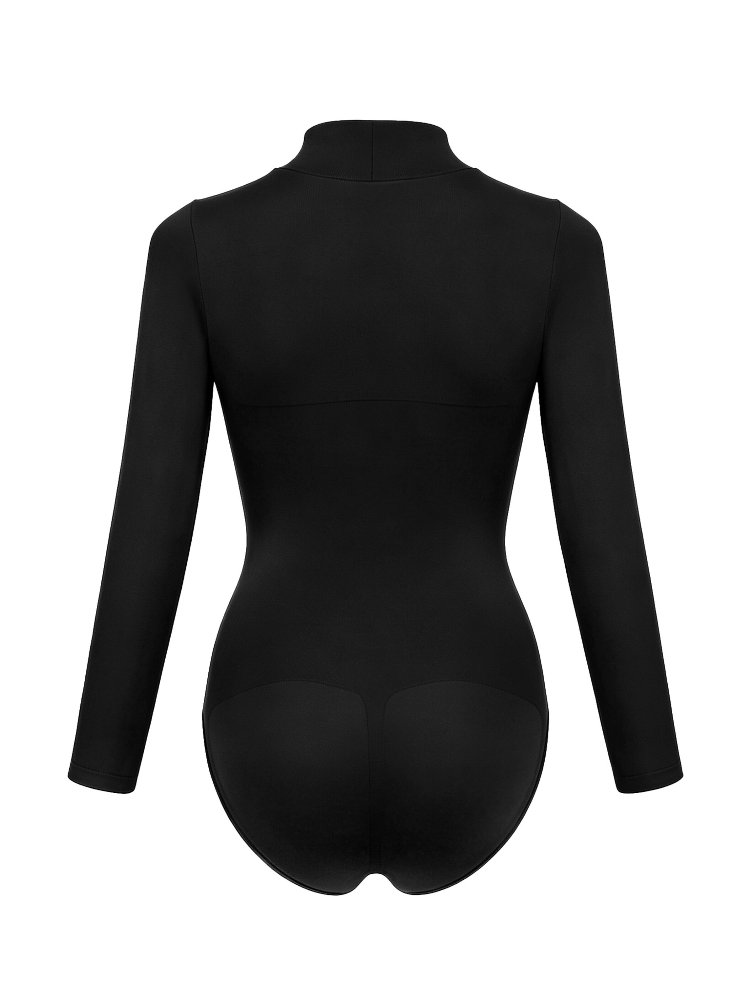 cfab Formujúce body 'Clean Longsleeve Turtleneck Sculpting Bodysuit with Slip' - Čierna