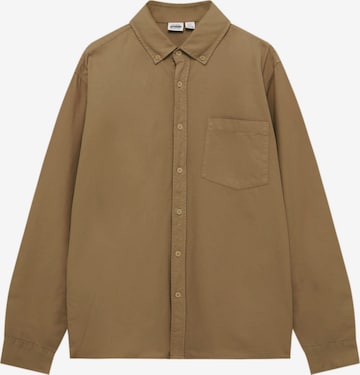 Pull&Bear Regular fit Button Up Shirt in Brown: front