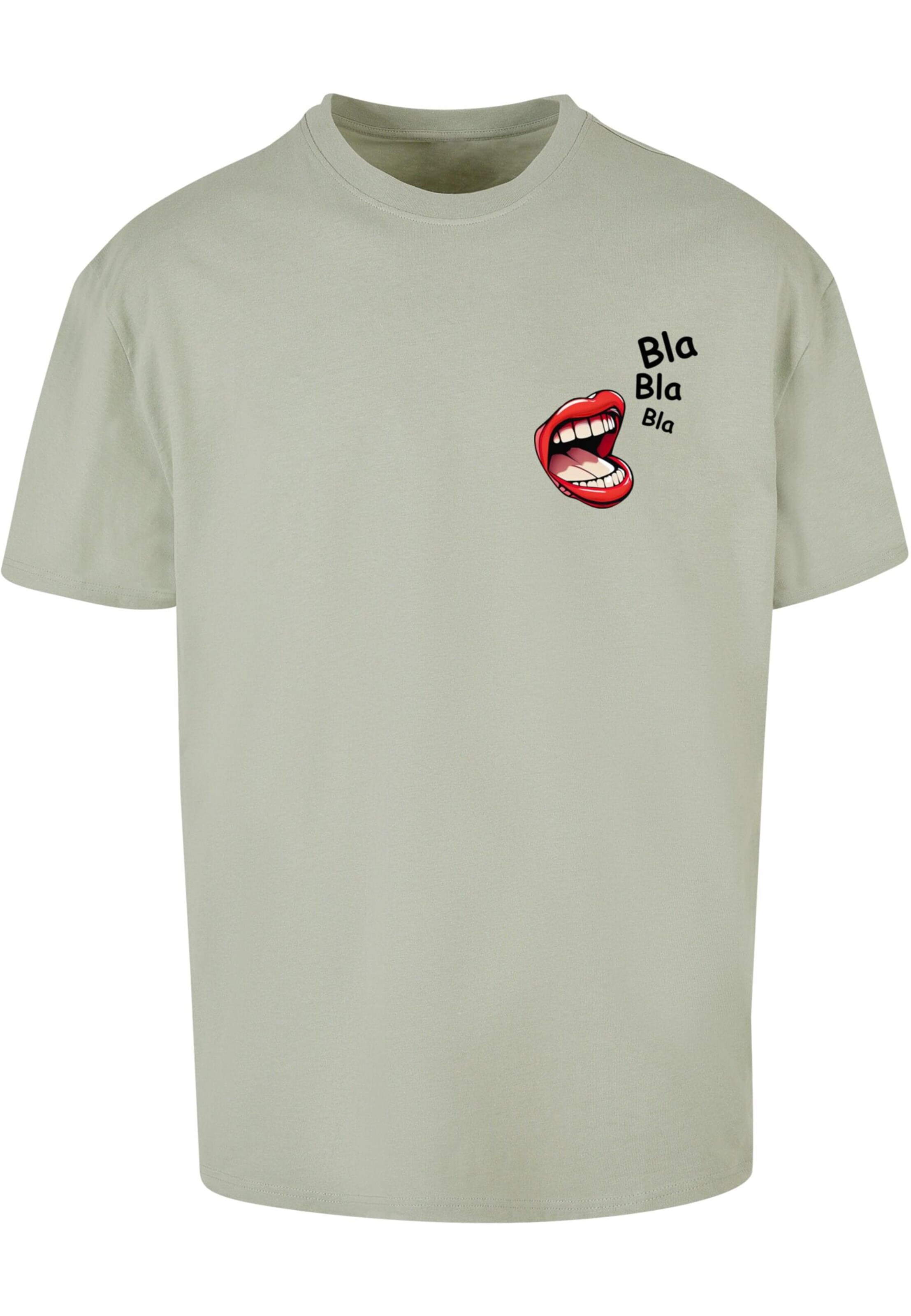 Merchcode Shirt 'Bla Bla Bla Comic' in Beige: voorkant