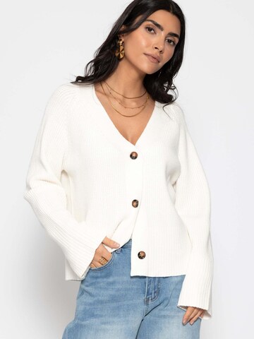 SASSYCLASSY Knit Cardigan in White: front