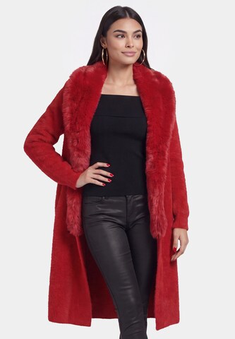 faina - Sobretudo de malha em vermelho: frente