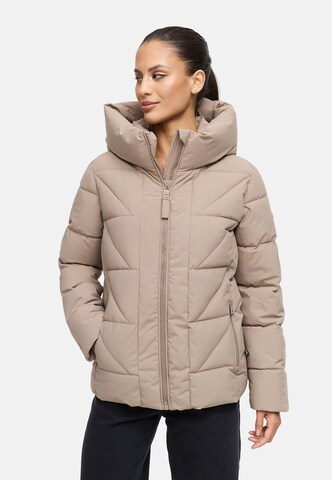 MARIKOO Winterjas 'Kuschelnasee 16' in Bruin: voorkant