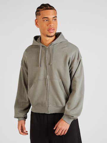 WEEKDAY Zip-Up Hoodie in Grey: front